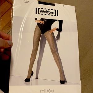 NWT- super rare Wolford Python tights in navy/blk